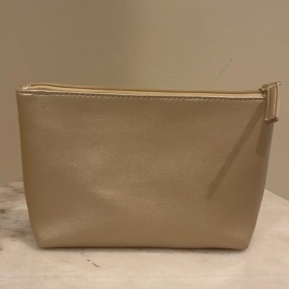 Bvlgari metallic gold faux leather cosmetics bag